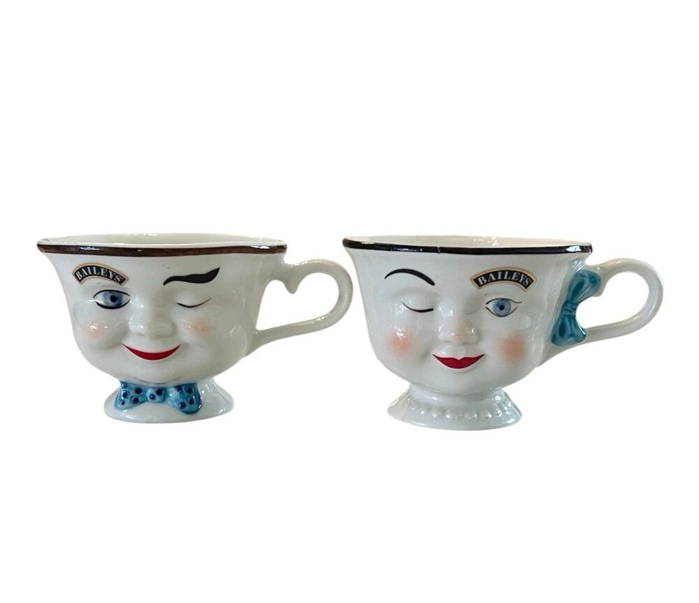 Vintage 1996 Baileys Irish Cream His & Hers Winking Anthropomorphic Mug/Cup